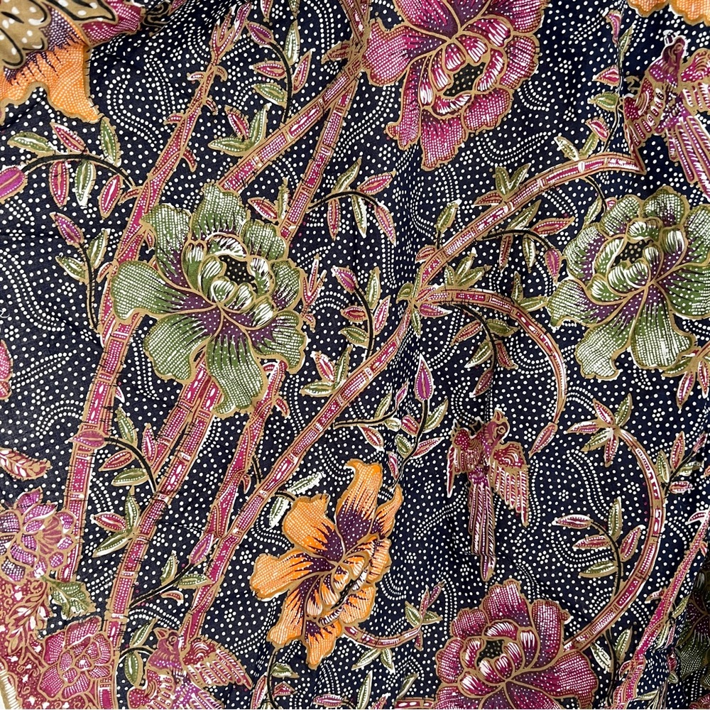 Vintage Echo Design Floral Square Scarf Batik-Style 34x34.5 Cotton China Seas - Picture 3 of 5